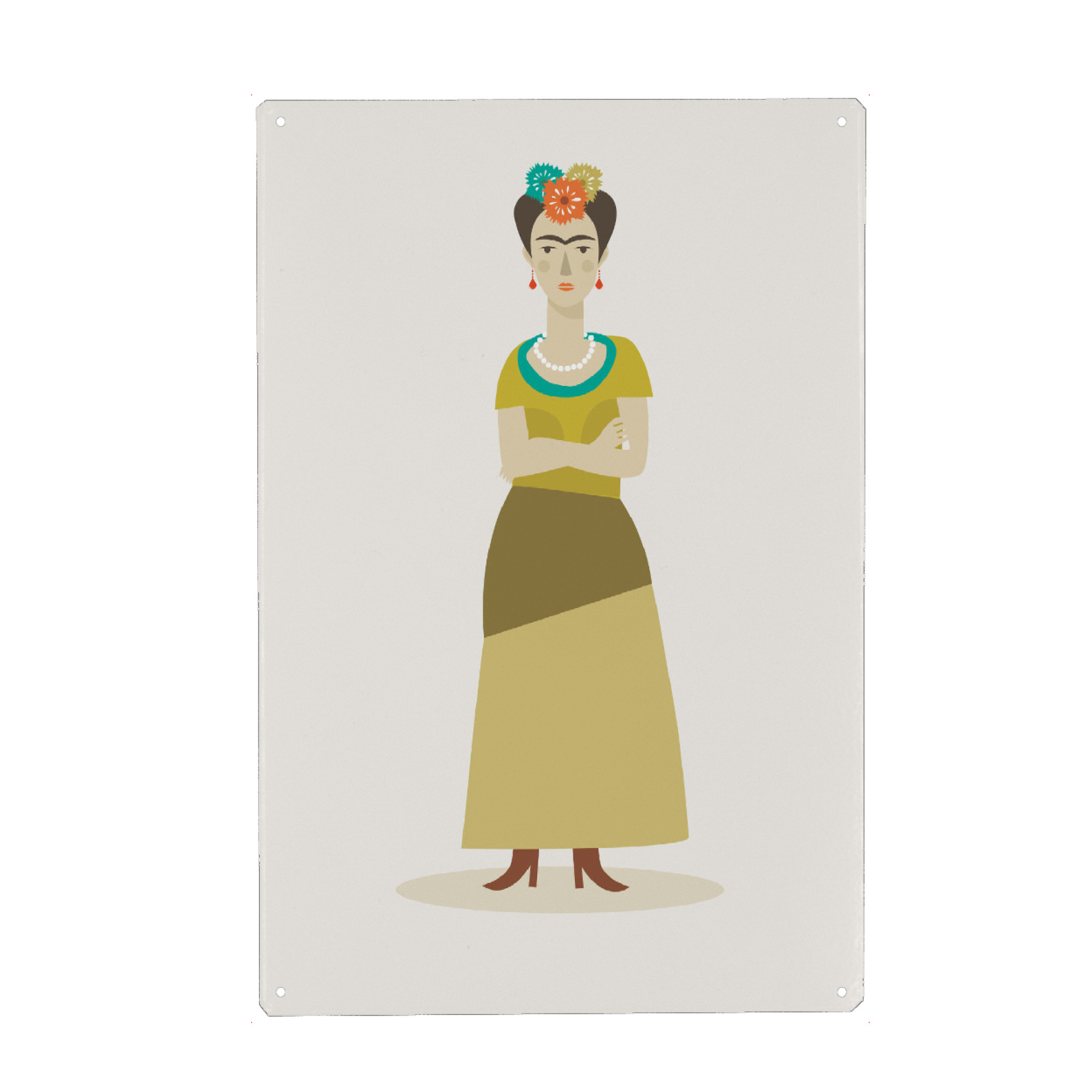 Metall Poster "Frida with flower" artboxONE - Floral,Für Kinder,Menschen,Für Mama