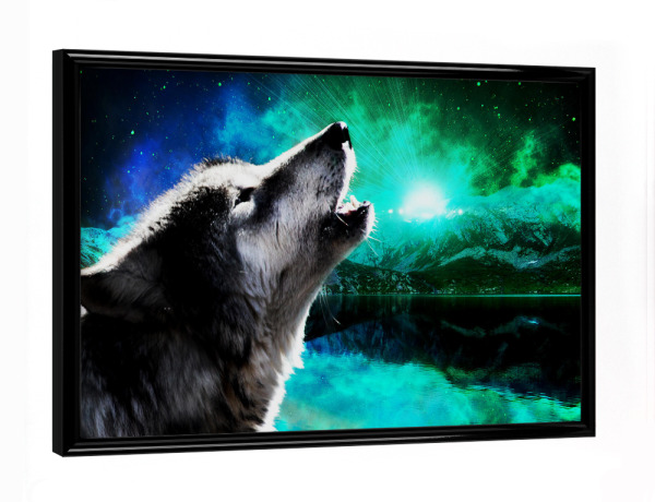 Poster mit schwarzem Rahmen "Wolf Galaxy (matart)" artboxONE - Natur,Tiere,Galaxy