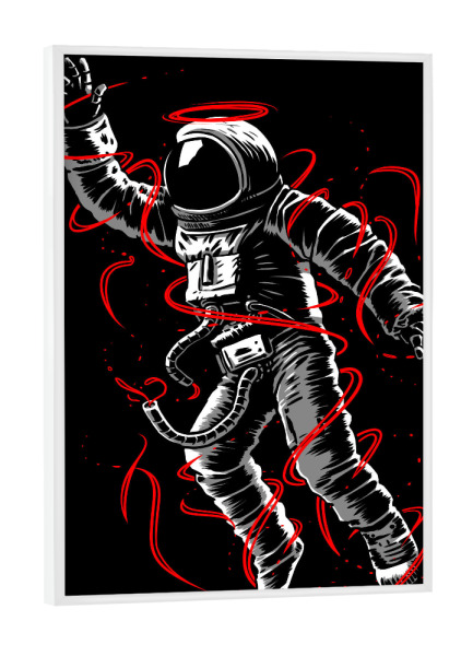 Poster mit weißem Rahmen "Red Lines Astronaut" artboxONE - Menschen,Fiktion - Astronaut,Galaxy,Space,Stars,Galaxie,Cosmonaut,Fiktion,Weltall