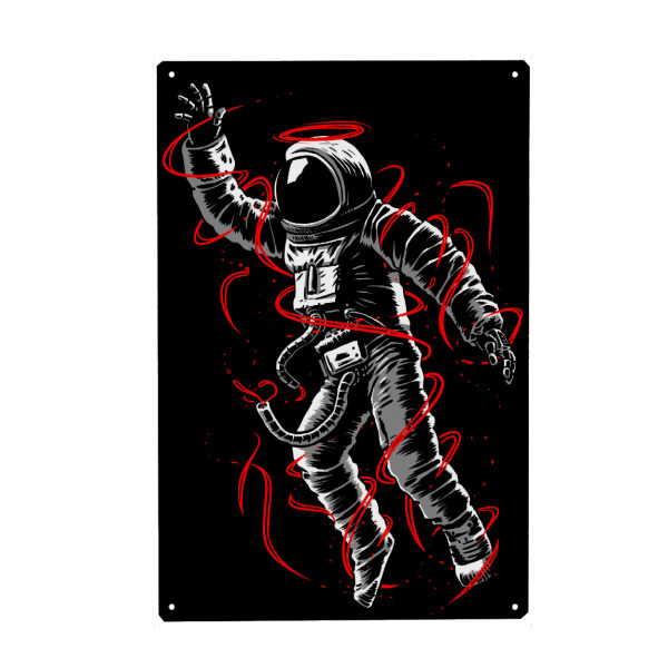 Holzbild "Red Lines Astronaut" artboxONE - Menschen,Fiktion - Astronaut,Galaxy,Space,Stars,Galaxie,Cosmonaut,Fiktion,Weltall