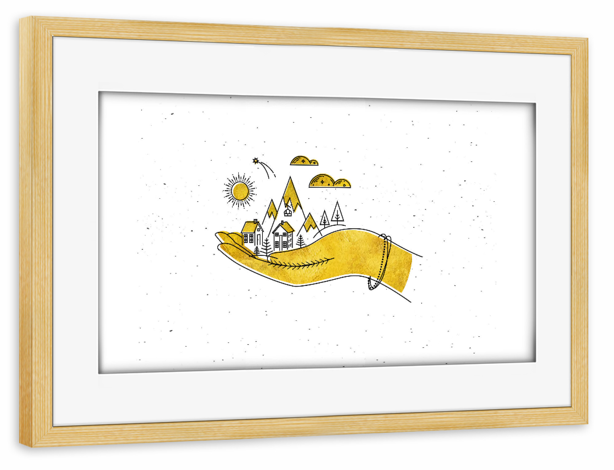 Poster mit Rahmen kiefer "Christmas hand illustration white" artboxONE - Natur,Weihnachten
