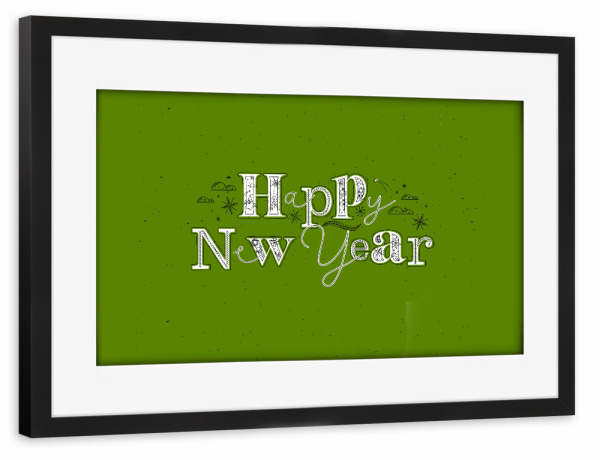 Poster mit Rahmen schwarz "Happy New Year green" artboxONE - Typografie,Für Kinder,Weihnachten,Für Mama