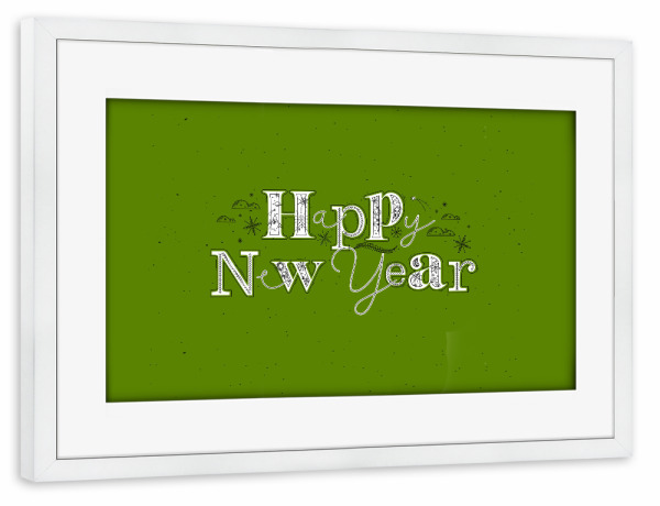 Poster mit Rahmen weiß "Happy New Year green" artboxONE - Typografie,Für Kinder,Weihnachten,Für Mama