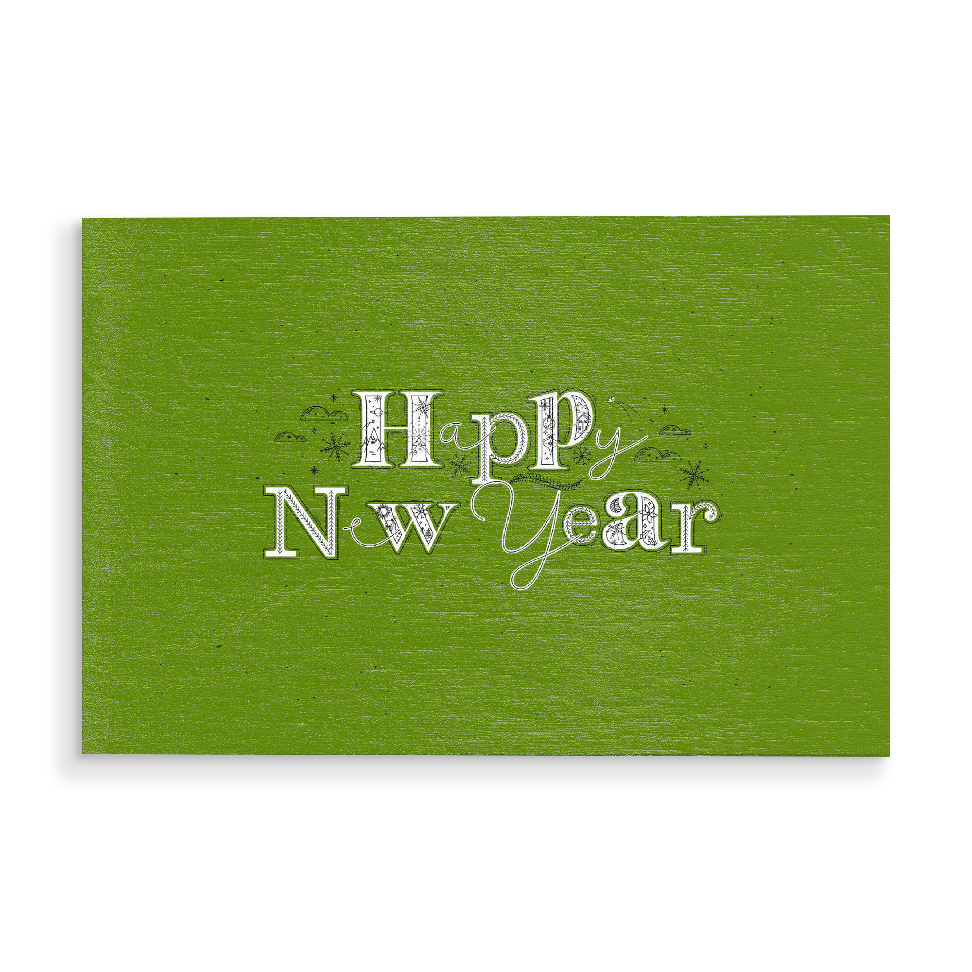 Holzbild "Happy New Year green" artboxONE - Typografie,Für Kinder,Weihnachten,Für Mama