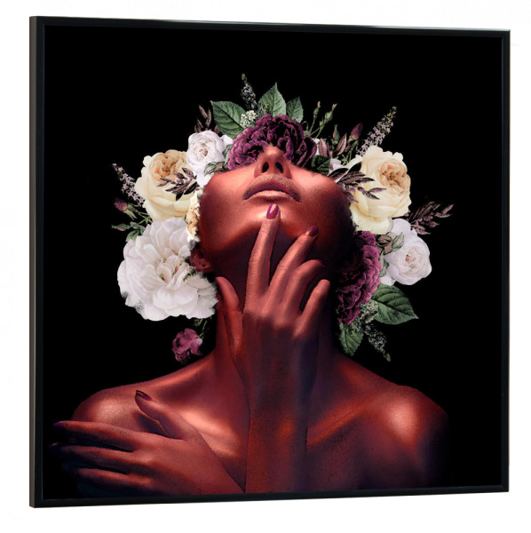 Poster mit schwarzem Rahmen 30x30 cm "Flower Woman" artboxONE - Floral,Für Mama - Girl,Woman,Flower,Feminine,Frau,Collage,Floral,Blumen,Female