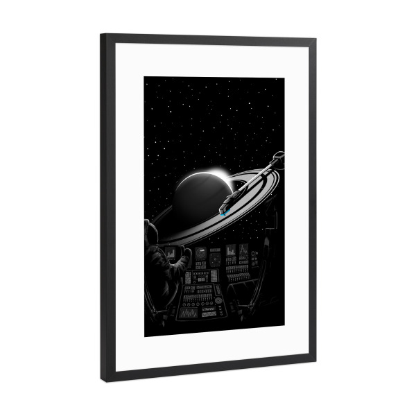 Poster mit Rahmen Schwarz (Metallic) "Astronaut Music" artboxONE - Menschen,Fiktion,Galaxy - Astronaut,Galaxy,Space,Stars,Weltraum,Musik,Music,Kosmos