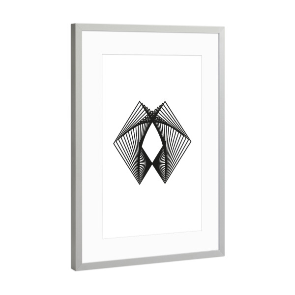 Poster mit Rahmen Silber "Type O" artboxONE - Typografie,Abstrakt,Schwarzweiß,Geometrie,Buchstaben / O