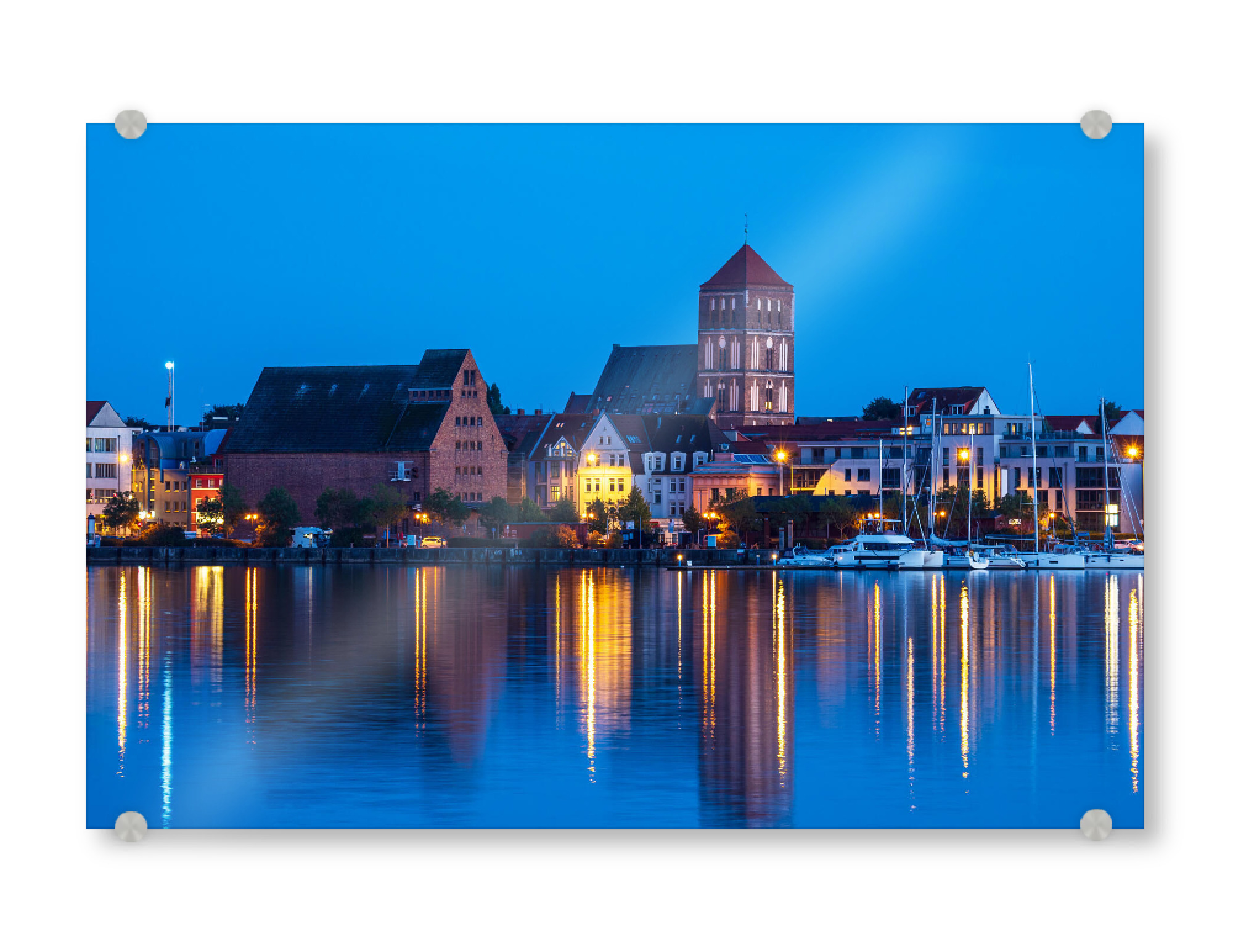 Acrylglasbild "Stadthafen und Nikolaikirche" artboxONE - Städte,Natur,Architektur,Städte / Weitere