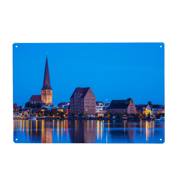 Metall Poster "Rostock bei Nacht" artboxONE - Natur,Reise,Architektur,Städte / Weitere