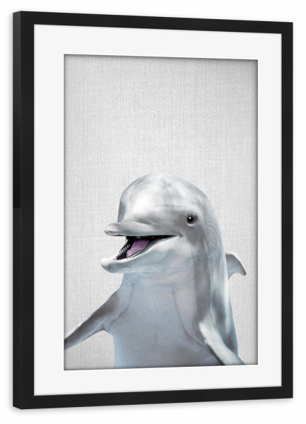 Poster mit Rahmen schwarz "Dolphin - Colorful" artboxONE - Natur,Für Kinder,Tiere,Reise / Strand und Meer,Unterwasser