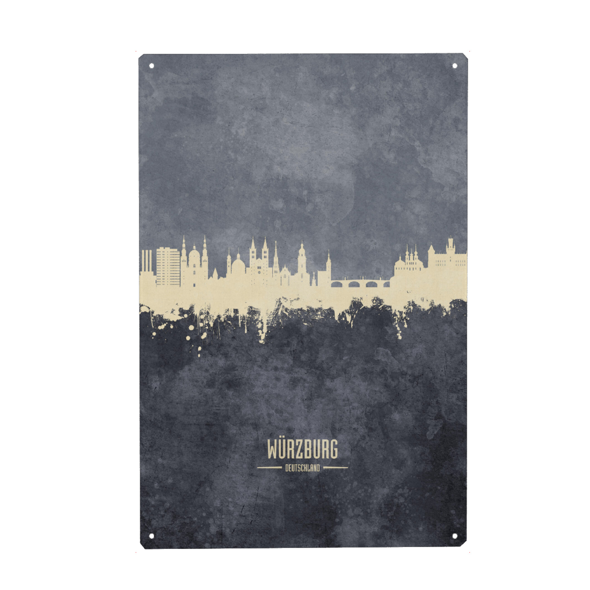 Metall Poster "Würzburg Germany Skyline Grey" artboxONE - Städte