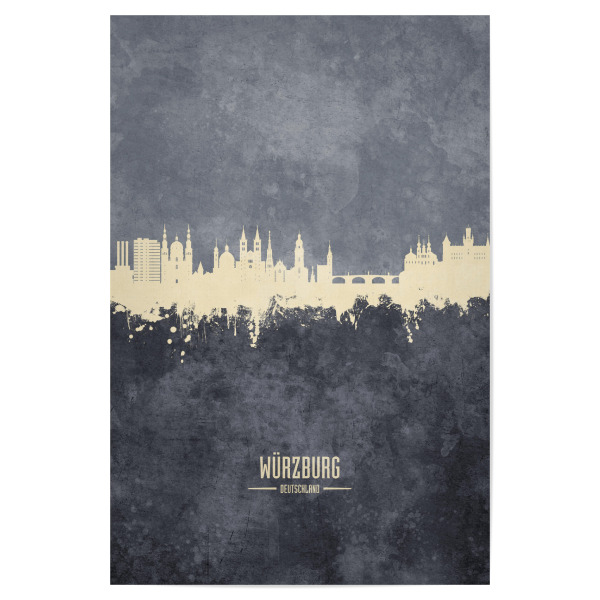 Poster "Würzburg Germany Skyline Grey" artboxONE - Städte