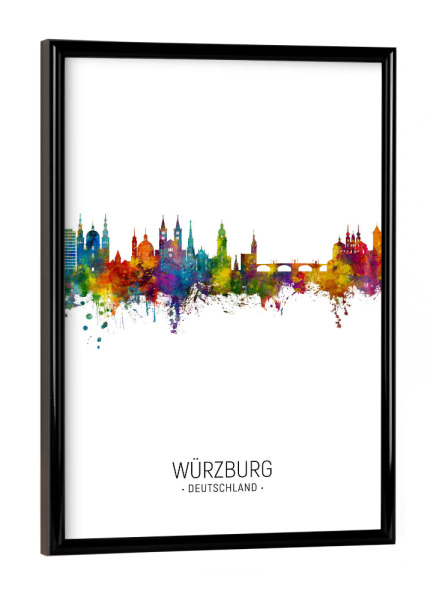 Poster mit schwarzem Rahmen "Würzburg Germany Skyline Portrait" artboxONE - Städte