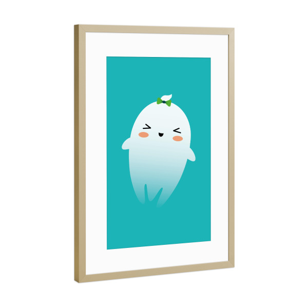 Poster mit Rahmen Gold "Lustiges kleines Gespenst" artboxONE - Für Kinder,Comic