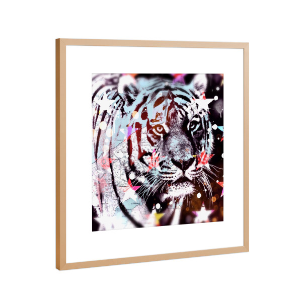 Poster mit Rahmen Kupfer "Tiger with Stars" artboxONE - Tiere,Abstrakt