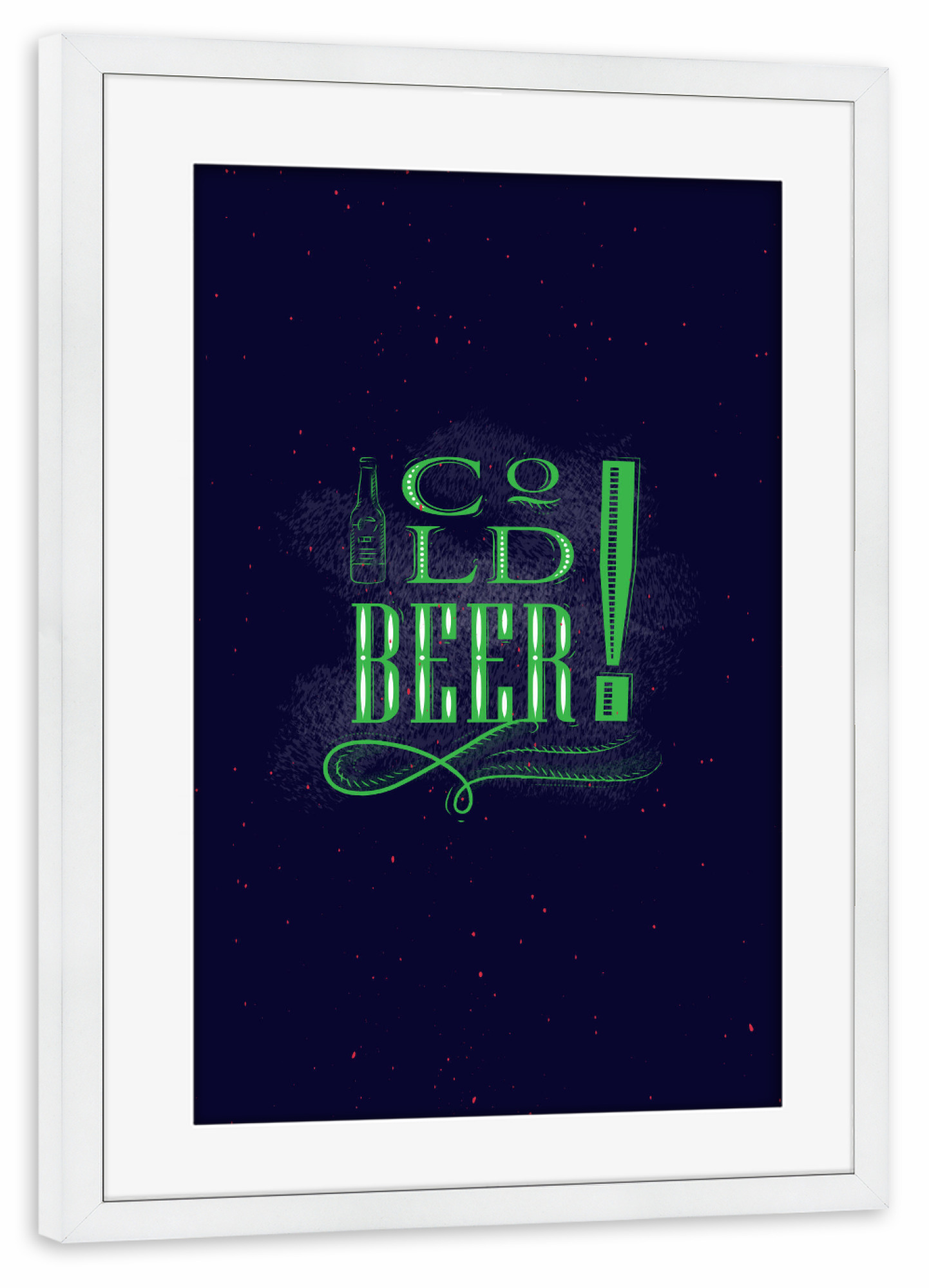 Poster mit Rahmen weiß "Cold beer dark" artboxONE - Typografie,Essen & Trinken,Für Mama,Für Papa,Essen & Trinken / Alkohol