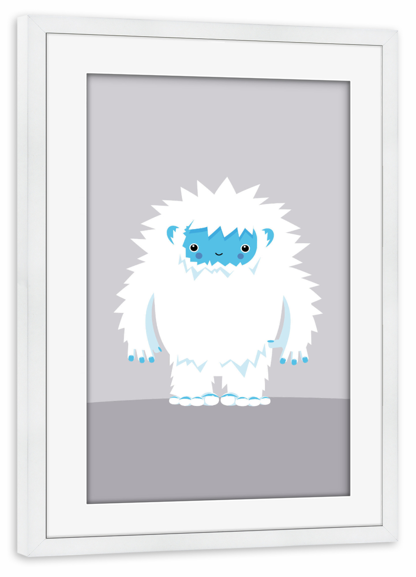 Poster mit Rahmen weiß "Yeti Kinderzimmer Illustration" artboxONE - Für Kinder,Comic
