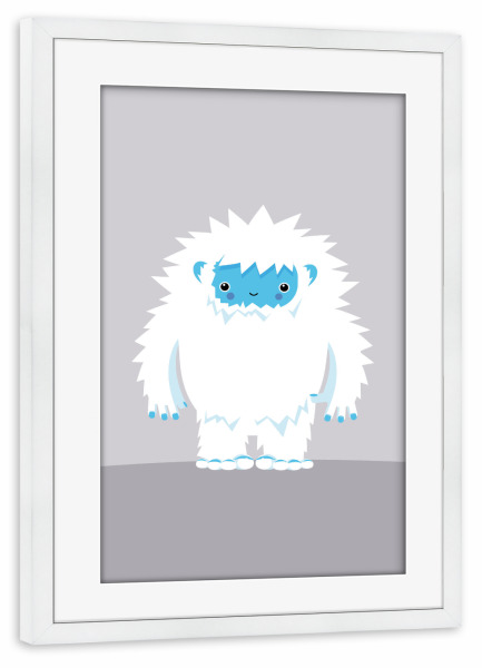 Poster mit Rahmen weiß "Yeti Kinderzimmer Illustration" artboxONE - Für Kinder,Comic