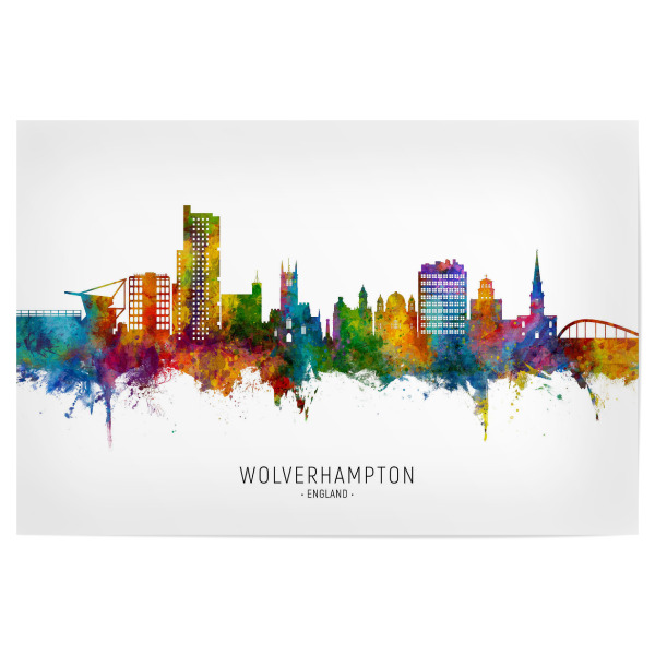 Poster "Wolverhampton England Skyline txt" artboxONE - Städte