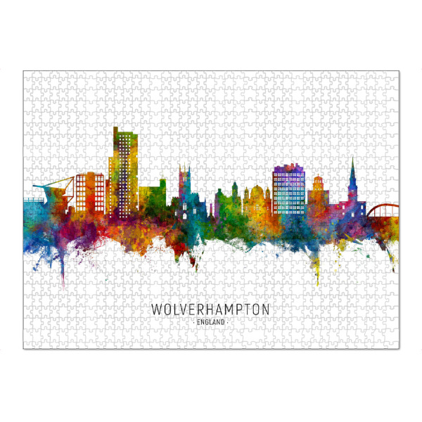 Puzzle Ravensburger "Wolverhampton England Skyline txt" artboxONE - Städte