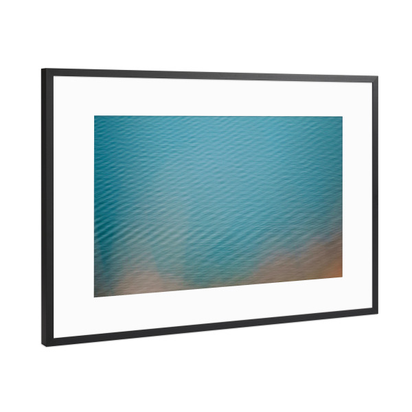 Poster mit Rahmen Schwarz (Metallic) "Orange lake waves" artboxONE - Natur,Abstrakt
