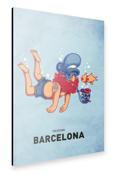 Alu-Dibond "Barcelona Diver" 30x20 cm artboxONE