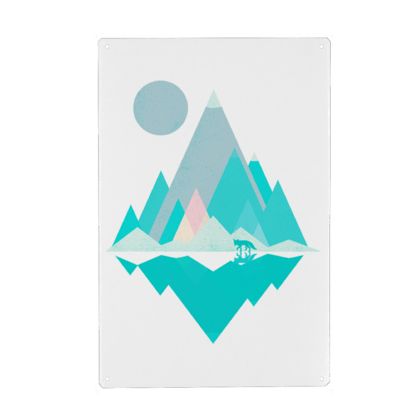 Holzbild "Fox Dreams" artboxONE - Tiere,Abstrakt - Fox,Abstract,Mountains,Landscape,Pastels,Landschaft,Natur,Nature,Fuchs,Tier,Animal