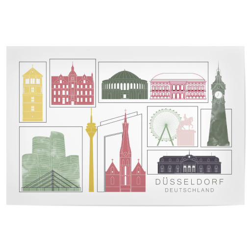 Düsseldorf skyline burgundy Düsseldorf skyline burgundy