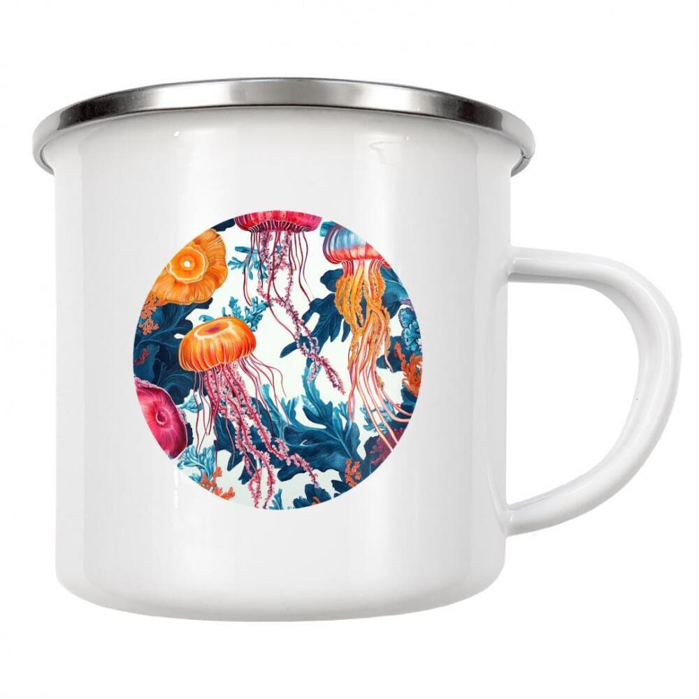 Emaille Tasse "Colorful Jellyfish Dreams" artboxONE - Natur,Tiere,Unterwasser