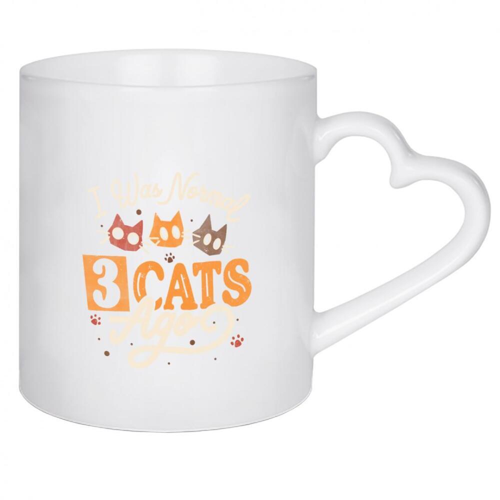 Herztasse "Vor 3 Katzen war ich normal" artboxONE - Typografie,Tiere