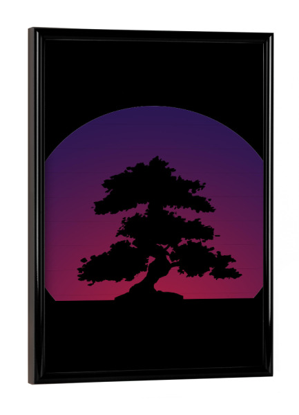 Poster mit schwarzem Rahmen "Purple Bonsai Sunset" artboxONE - Natur