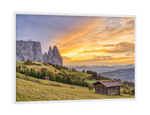 Poster mit weißem Rahmen "Auf der Seiser Alm in Südtirol" artboxONE - Natur,Reise,Reise / Länder