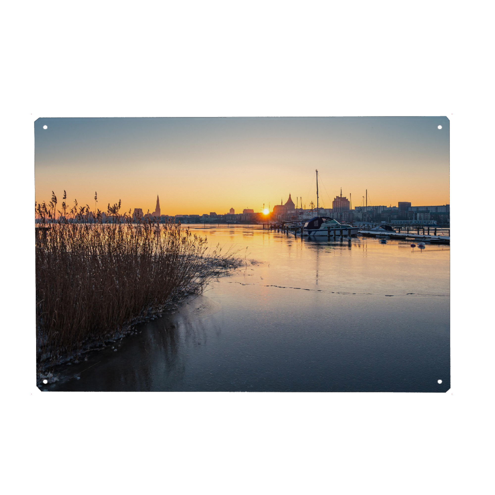 Holzbild "Blick auf Rostock im Winter" artboxONE - Natur,Reise,Architektur,Städte / Weitere