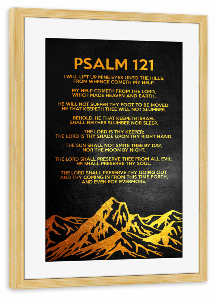 Poster mit Rahmen kiefer "Psalm 121:1-8" artboxONE - Typografie,Natur,Reise