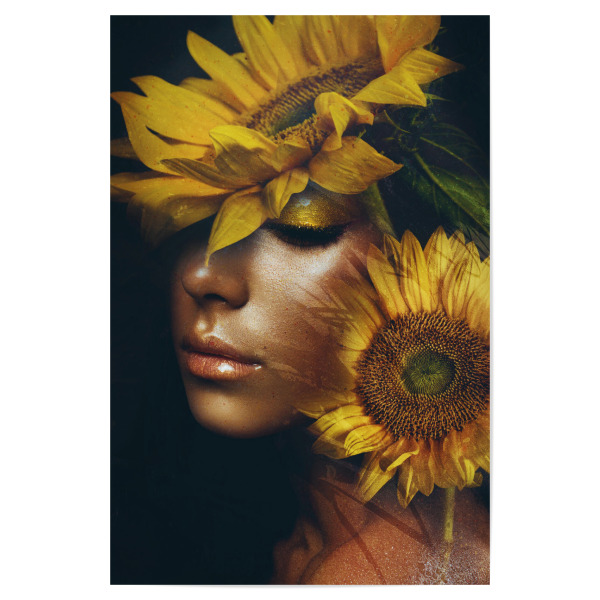 Poster 30x20 cm "Girl with sunflowers" artboxONE - Natur,Floral,Menschen
