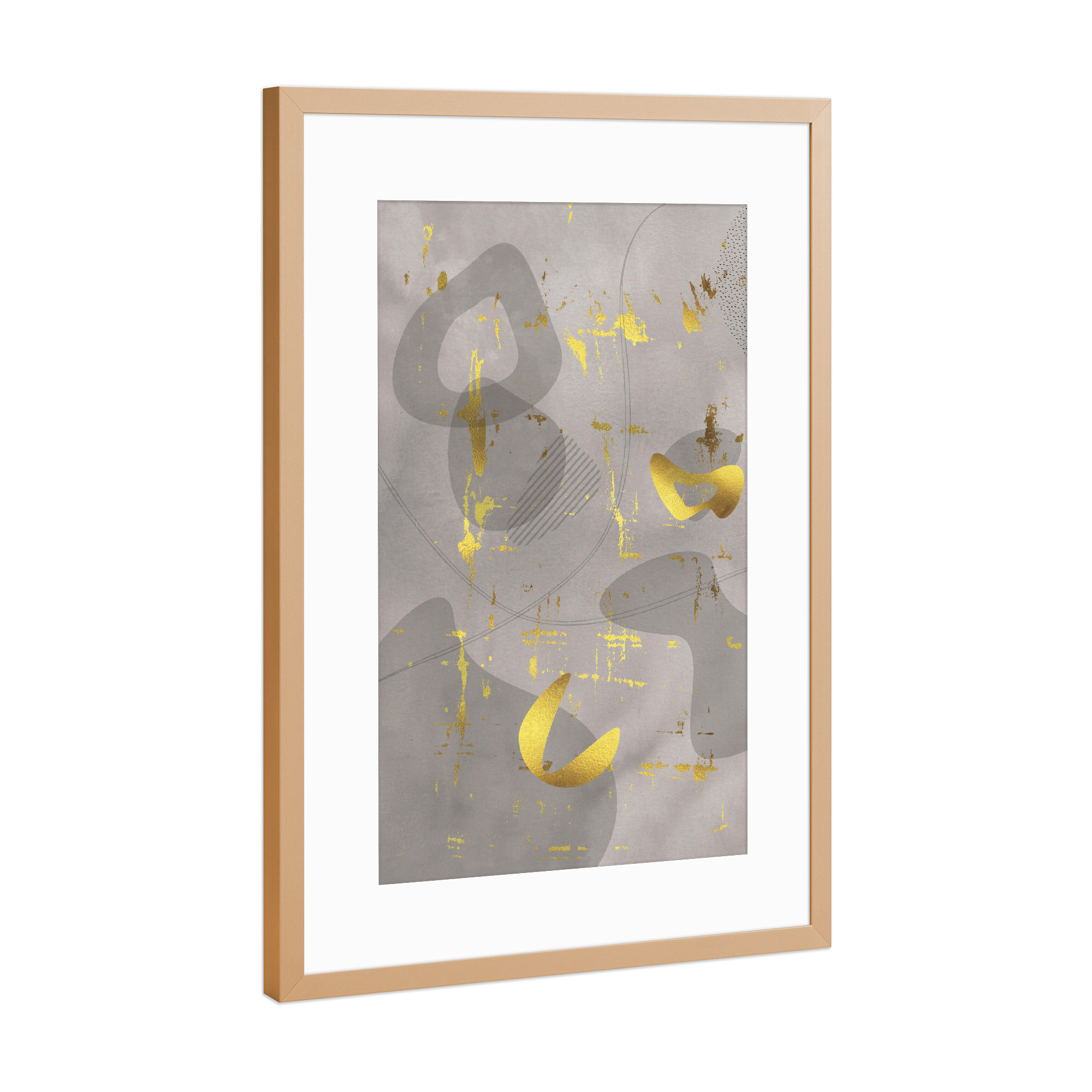 Poster mit Rahmen Kupfer "Mid-Century Vintage GOLDEN SURREAL" artboxONE - Abstrakt,Geometrie