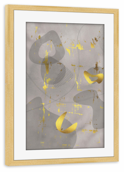 Poster mit Rahmen kiefer "Mid-Century Vintage GOLDEN SURREAL" artboxONE - Abstrakt,Geometrie