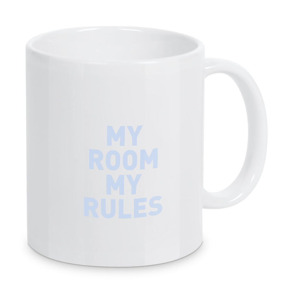 Tasse "My Room my Rules - Schild Blau" artboxONE - Typografie,Für Kinder,Für Papa,Männer,Lustig