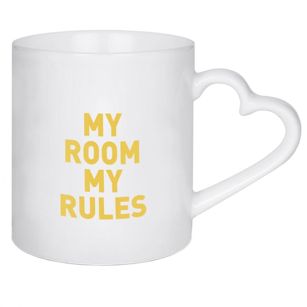 Herztasse "My Room my Rules - Schild Gelb" artboxONE - Typografie,Für Kinder,Menschen,Lustig