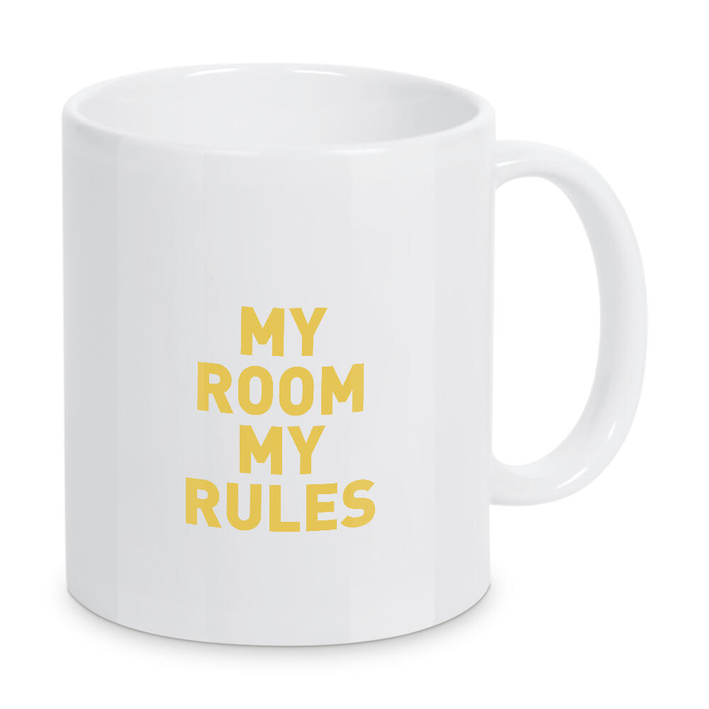 Tasse "My Room my Rules - Schild Gelb" artboxONE - Typografie,Für Kinder,Menschen,Lustig