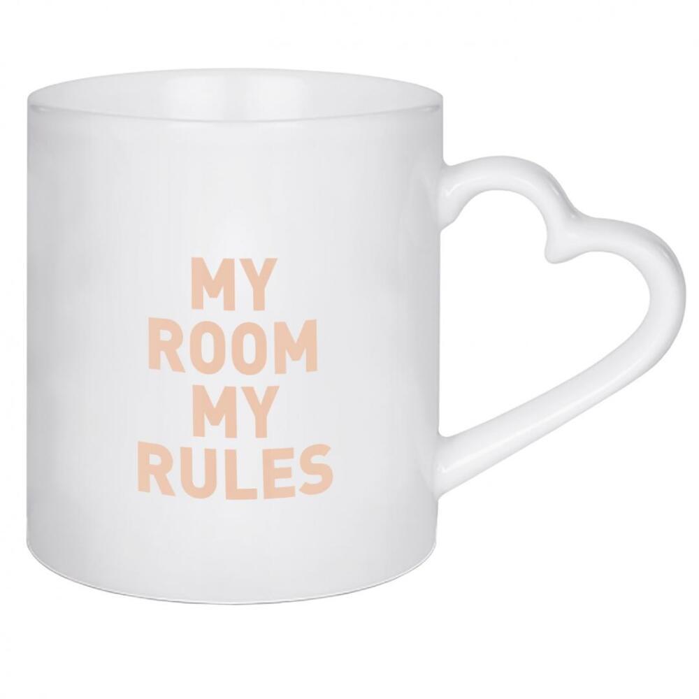 Herztasse "My Room my Rules - Schild Apricot" artboxONE - Typografie,Für Kinder,Menschen,Für Mama,Lustig