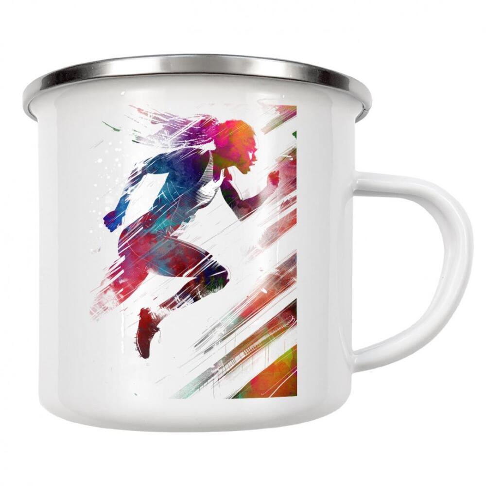 Emaille Tasse "Laufsportkunst I" artboxONE - Sport,Sport / Motivation - Läufer,Joggen,Laufen,Sport,Grafik