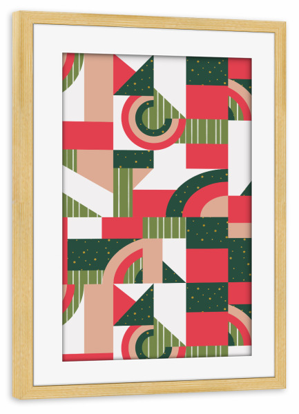 Poster mit Rahmen kiefer "Traditional Xmas Quilt" artboxONE - Abstrakt,Geometrie,Weihnachten