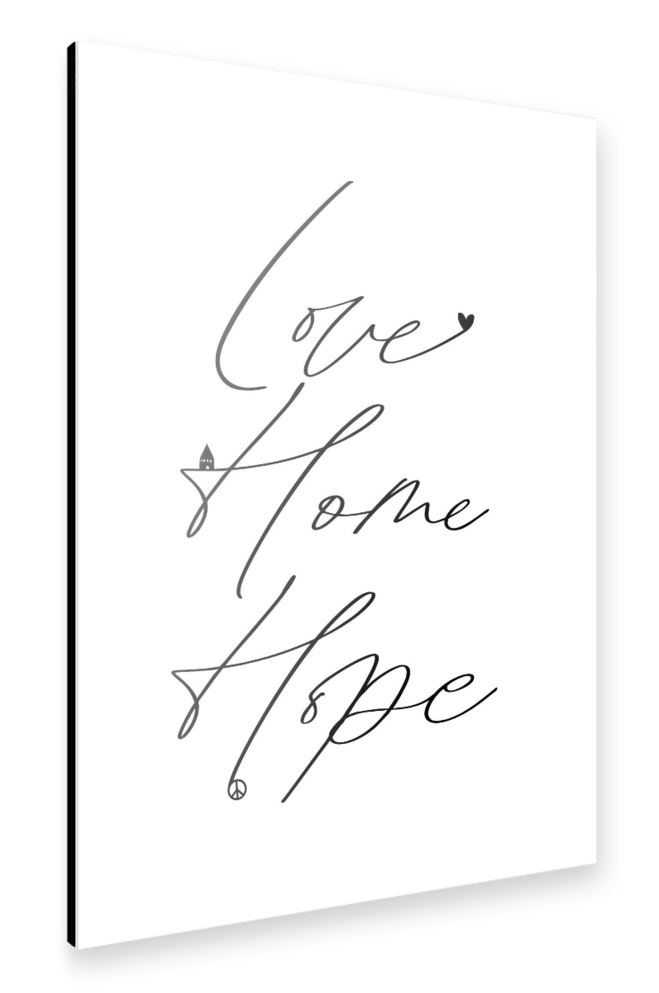 Alu-Dibond "Love Home Hope" 30x20 cm artboxONE