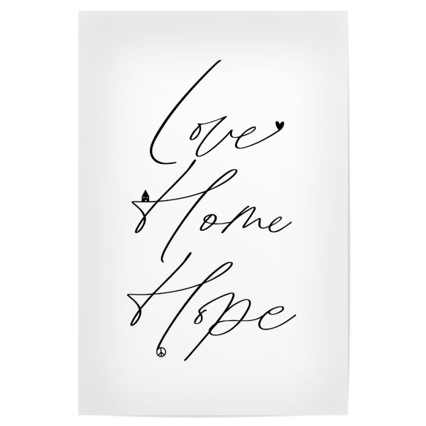 Poster 30x20 cm "Love Home Hope" artboxONE - Typografie,Liebe,Weihnachten,Für Mama,Für Papa