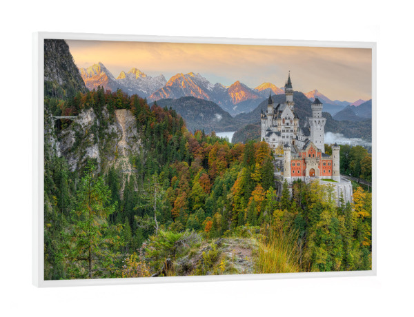 Poster mit weißem Rahmen "Schloss Neuschwanstein Bayern" artboxONE - Natur,Reise,Architektur
