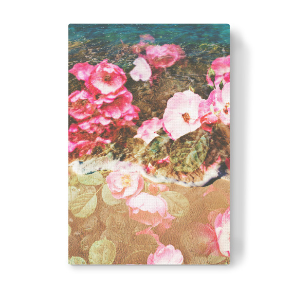 Leinwandbild "Floral sea" artboxONE - Natur,Floral - Sea,Blue,Rosa,Pink,Flowers,Good vibes,Natur,Nature,Blau,Beach,Blumen,Strand,Ozean,Grün,Green