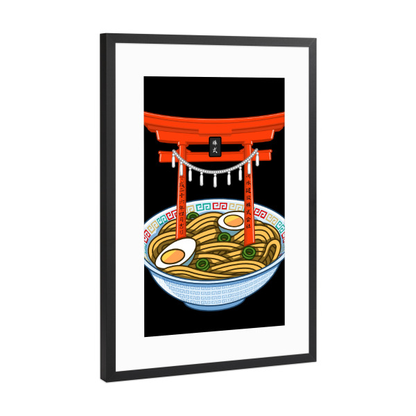 Poster mit Rahmen Schwarz (Metallic) "Ramen Torii" artboxONE - Essen & Trinken - Ramen,Torii,Japan,Japanese,Nudeln,Food,Essen,Restaurant,Noodles,Egg
