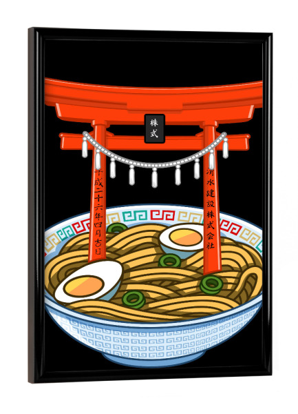 Poster mit schwarzem Rahmen "Ramen Torii" artboxONE - Essen & Trinken - Ramen,Torii,Japan,Japanese,Nudeln,Food,Essen,Restaurant,Noodles,Egg
