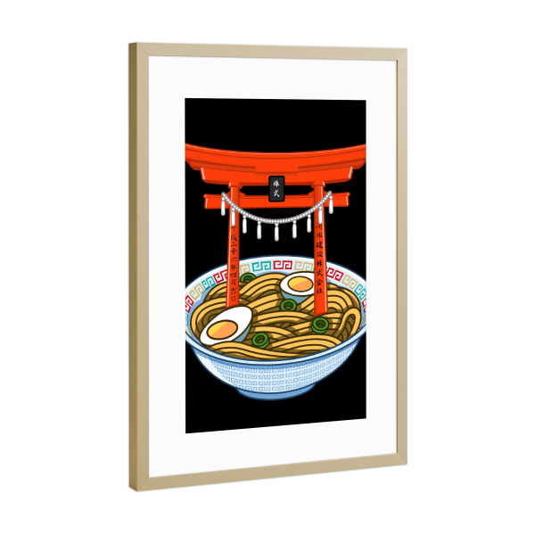 Poster mit Rahmen Gold "Ramen Torii" artboxONE - Essen & Trinken - Ramen,Torii,Japan,Japanese,Nudeln,Food,Essen,Restaurant,Noodles,Egg